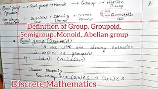 Definition of Group, Groupoid, Semigroup, Monoid, Abelian group and examples | Discrete Mathematics