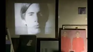'Screen test' on the wall at my studio, film by Andy Warhol, Kenichi Murakami artist studio
