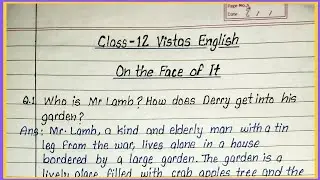 on the face of it question answer | vistas chapter 6 question answer