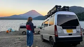 富士山の麓のエグい傾斜で身体バキバキ車中泊【軽バン車中泊】