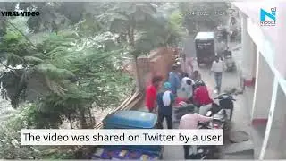 Woman falls into manhole while speaking on mobile Patna, viral video