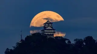 250808 岐阜城と月タイムラプス４K