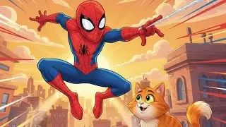 Hero Spidey Rooftop Rescue 🕷️ | Spider Hero Saves Cute Cat 🐱 | Kids Cartoon Story #marvel #shorts