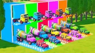 TRANSPORTING POLICE CARS, AMBULANCE, FIRE TRUCK, COLORFUL CARS WITH JEEP#27 - FARMING SIMULATOR 22!