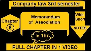 L 6 Memorandum of Association In company law in Hindi. Memorandum of association in company law. MOA