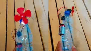 How to make a mini table fan using dc motor plastic bottle and pencil bettery very easy at home