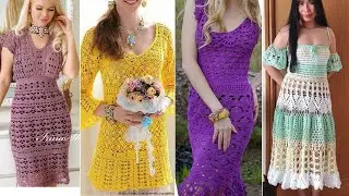 Latest stylish long maxi frock crochet handknit work short mini dress crochet work handknit pattern