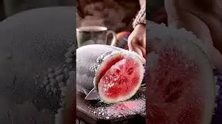 Slicing a FROZEN Watermelon! 🍉❄️ #Shorts #asmr
