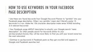 004 How to Use Keywords in your Facebook Page Description