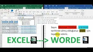 EXCEL VBA ile  WORD e veri gönderme