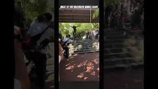 How to Cooked grind down 9 stair hand rail Back to the Brooklyn Banks 2025  #nikeskateboarding