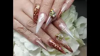 Acrylic Nails/Rose Gold/Ombre/Holo