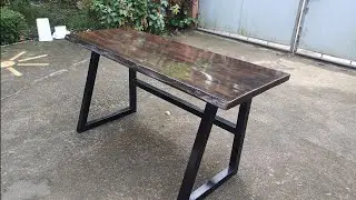 Mahogany Live Edge Table With Metal Legs - Muwebles