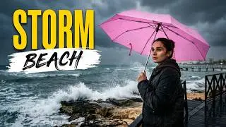 A rainy day on Amathounta Beach. Cyprus