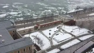 Winter Snow at Buda Castle and Frozen Danube River, Budapest, Hungary #budapest