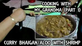 Cooking With My Grandmother Part 1 - Curry Bhaigan & Aloo with Shrimp | Vlog | Trinidad Food