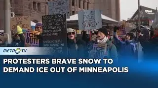 Protesters Rally in Snowy Minneapolis Against ICE and Trump on Free America Walkout