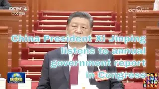 China President Xi Jinping listens to Chinese government annual report in Congress on 20250305