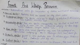 Handwritten short notes of Forest & Wildlife Resources Class 10 || Forest and Wildlife Resources