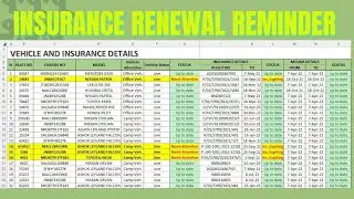 Insurance Renewal Reminder in Excel | Easy Steps and Detailed Explanation