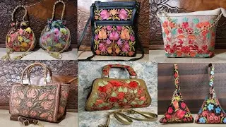 Beautiful Kashmiri design aari work ,tilla work bags|Bridal potli bags