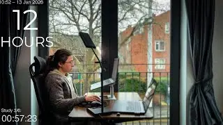 12-Hour LIVE Study With Me 🎓 | Cozy UK Ambience | Custom Pomodoro Timer | Deep Work Mode