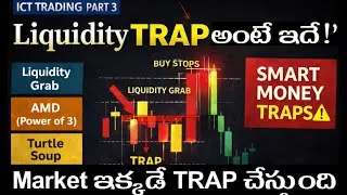 Episode 3: ICT Trading Liquidity Traps Exposed 🔥  Power of 3 AMD + Turtle Soup Strategy in Telugu