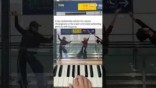 Random man perfectly blends in with dance choreography routine at an airport