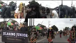 Kebo keboan Angkat Kebau Raksasa Goyang ikut Karnaval Jelaring junior Cluring Banyuwangi di jalan 22