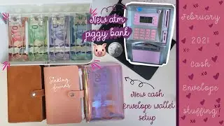 Cash Envelope Stuffing & Bill Swap|February Paycheque #1|New wallet Setup|New ATM piggy bank 🏦$300+