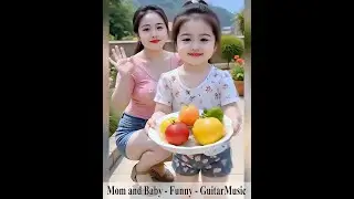 Cute baby and Mom sharing food/ Funny /Guitar music