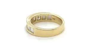19 Baguette Diamonds Half Eternity Ring 1.00ct 18k Yellow Gold 5.0mm