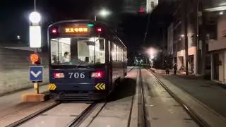阪堺電車モ701形701号(アドベンチャーワールドRP) 浜寺駅前行き最終電車による到着シーン,後面展望 天王寺駅前〜大小路