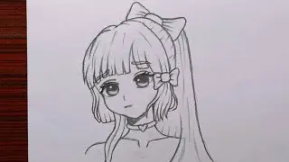 How to draw anime git with beautiful hair | how to draw a girl with ponytail | anime girl drawing