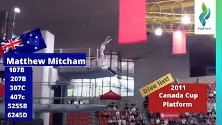 2011 Matthew Mitcham Team Australia - 107B  207B 307C 407c 5255B 6245D Canada Cup - Platform Diving