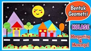 Menggunting dan Menempel Bentuk Geometri | Kolase Geometri | Rumah bentuk Geometri