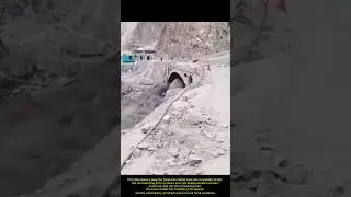 【Power of Nature】Raging Flood and Rockfall Strike Mountain Bridge!