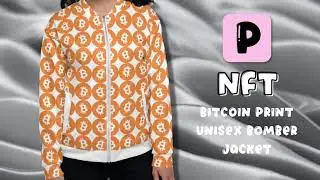 NFT Clothing | All over Bitcoin Logo Unisex Bomber Jacket | Warhol Print | Pretty Contracts