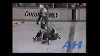 OHL May 1, 1987 Rich Stromback,NB v Tony Joseph,OSH North Bay Centennials Oshawa Generals