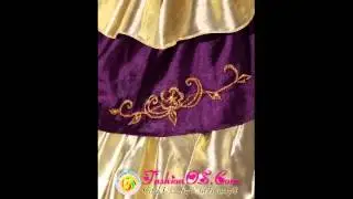 Sweet Purple and Gold Quinceanera Dress Strapless Floor-length Taffeta Embroidery Ball Gown