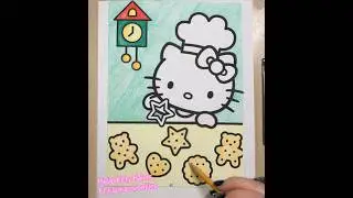 Coloring Hello Kitty Bakes Cookies For Christmas #retro #ilovethe80s #hellokitty  #christmascookies