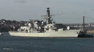 HMS KENT F78 LEAVES BUOY No. T3 IN THE RIVER TAMAR - 24th March 2021