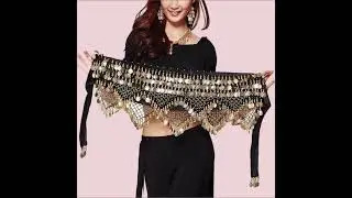 Wuchieal Women's Sweet Bellydance Hip Scarf with Gold Coins Skirts Wrap Noisy