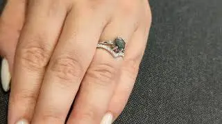 Raw Diamond, Salt and Pepper, Hexagon, Unique Engagement Ring, Rose Cut Geometric Diamond Ring