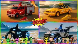 ORCA SHARK 🦈vs POLICE🚓 vs FIRE TRUCK 🚒| Tiles Hop EDM Rush🔥🎵