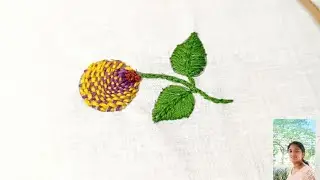 Embroidery flower bud with a combination of stitches |Embroidery  meditation