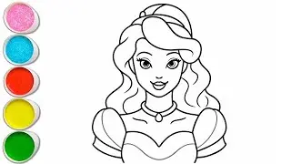Cute Princess Belle Drawing for kids, Painting & Coloring for kids, Toddlers | Let's Draw Together