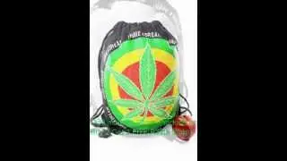 DRAWSTRING BACKPACK BIG CANNABIS LEAF RASTA BAG FOLDABLE SHOPPING BAG