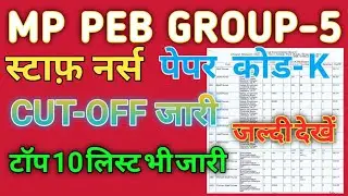 MPPEB GROUP 5- STAFF NURSE RE-EXAM - CUT OFF + WAITING + TOP 10 CANDIDATES MARKS  - जल्दी देखें