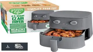 GreenLife 4.5QT Air Fryer Mechanical Dial Controls PFAS Free Ceramic Nonstick Drawer